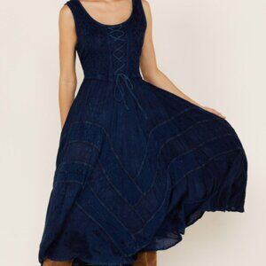 Scully Women's Lace-Up Jacquard Maxi Dress BLUE